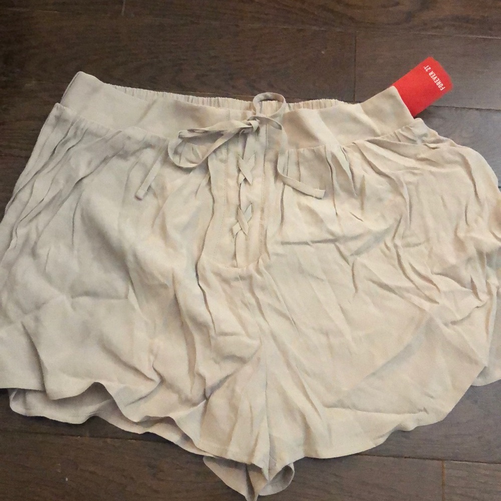 SALE! Forever 21 Tan Rayon shorts string closure M